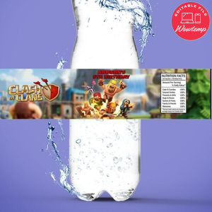 Clash Of Clans Birthday Water Bottle Label Template to Print at Home Instant Download