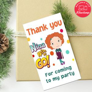 Nina Needs To Go Thank You Tag Customizable Template To Print At Home Instant Download