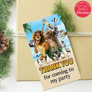 Madagascar Thank You Tag Customizable Template To Print At Home Instant Download
