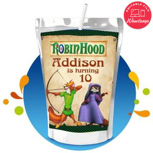 Robin hood Capri Sun Birthday Labels Digital File Printable Instant Download