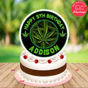 Marijuana Cake Topper Template Printable Instant Download