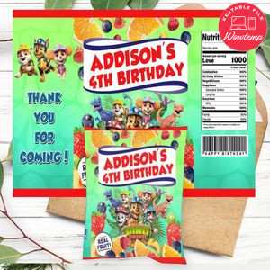 Dino Rescue Birthday Party Fruit Snack Bag Digital File Printable Instant Download