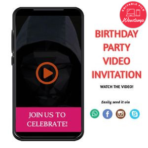 Squid game Video Invitation Digital Template Customizable Instant Download