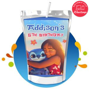 Lilo and stitch 2025 Capri Sun Birthday Label Digital File Printable Instant Download