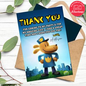 Dog Man Thank You Card Customizable Template To Print At Home Instant Download