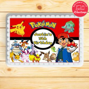 Pokemon Sheet Cake Template Printable Instant Download