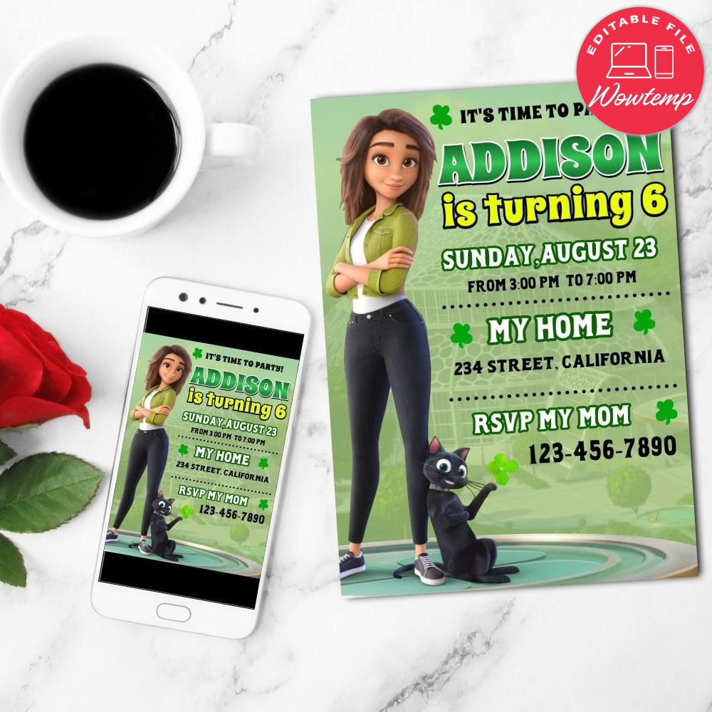 Sam Greenfield Luck Birthday Flyer Customizable Template to Print at Home Instant Download