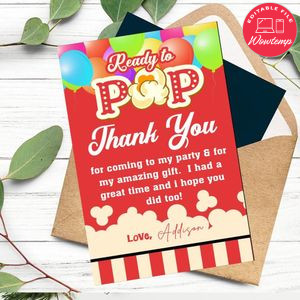 Ready To Pop Baby Shower Thank You Card Customizable Template To Print At Home Instant Download