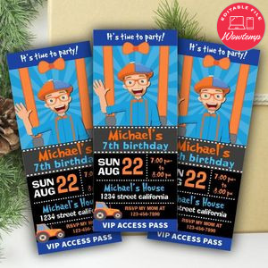Blippi Ticket Invitation Customizable Template Instant Download