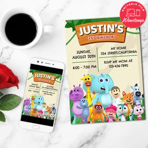 The song of the zoo Invitation Customizable Template to Print at Home Instant Download