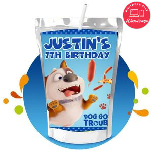 Dog gone trouble Capri Sun Birthday Labels Digital File Printable Instant Download
