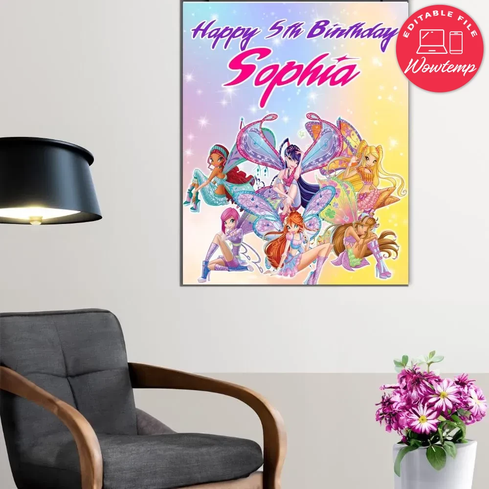Winx Birthday Welcome Sign Digital File Printable DIY | Wowtemp