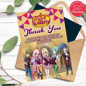 Regal Academy Thank You Card Customizable Template To Print At Home Instant Download