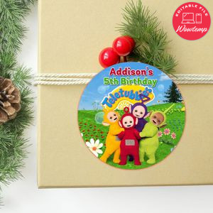 Teletubbies Circle Sticker Template Customizable To Print At Home Instant Download
