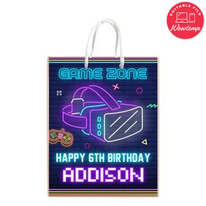 Virtual Reality Game Gift Bag Label Template Printable Instant Download