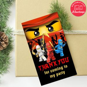Ninjago Thank You Tag Customizable Template To Print At Home Instant Download