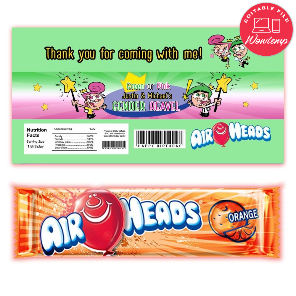 The Fairly OddParents Airhead Candy Wrapper Template Printable | Wowtemp
