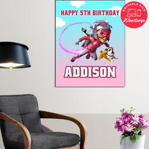 Rocketeer Birthday Poster Digital File Printable Instant Download