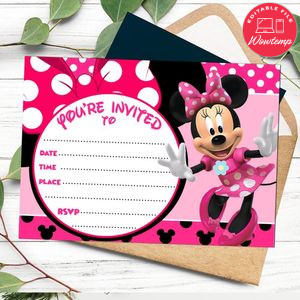 Minnie mouse fill in blank Invitation Customizable Template to Print at Home Instant Download