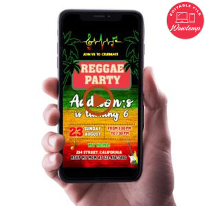 Reggae Party Video Invitation Digital Template Customizable Instant Download