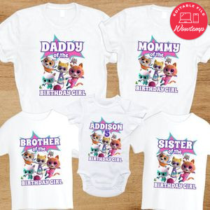 Super Kitties Family Birthday Party T-Shirt