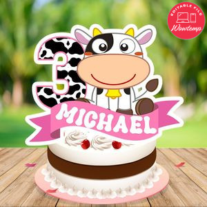 Vaca Lola Birthday Cake Topper Template Printable Instant Download