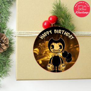 Bendy And The Ink Machine Circle Sticker Template Customizable to Print at Home Instant Download