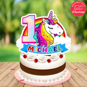 Unicorns Cake Topper Template Printable Instant Download
