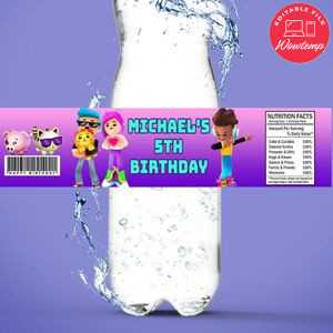 PK-XD Birthday Water Bottle Label Template to Print at Home Instant Download