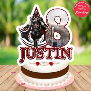 Assassin's Creed Birthday Cake Topper Template Printable Instant Download