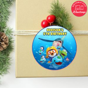 Pororo Circle Sticker Template Customizable To Print At Home Instant Download