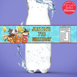 Cookie Run Kingdom Birthday Water Bottle Label Template to Print at Home Instant Download