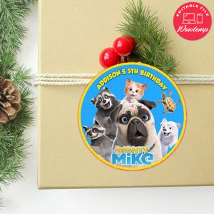 Mighty Mike Circle Sticker Template Customizable to Print at Home Instant Download