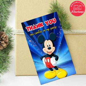 Mickey Mouse Thank You Tag Customizable Template To Print At Home Instant Download