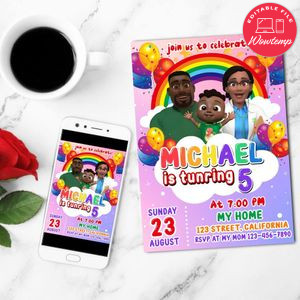 Cocomelon Birthday Mobile Invite Customizable Template Instant Download