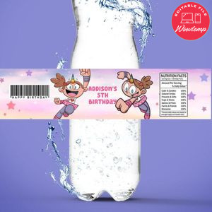 Super Unicorn Princess Birthday Water Bottle Label Template to Print at Home Instant Download