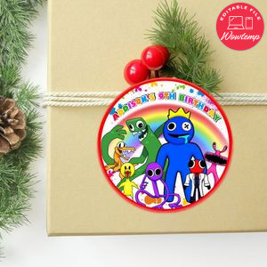 Rainbow Friends Roblox Circle Sticker Template Customizable to Print at Home Instant Download