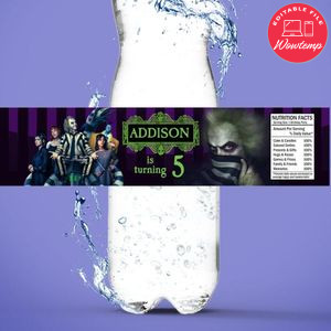 Beetlejuice 2 Bottle Label Birthday Water Bottle Label Template to Print at Home Instant Download