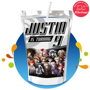 Danganronpa Capri Sun Birthday Labels Digital File Printable Instant Download