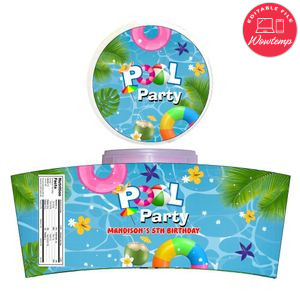 Pool Cotton Candy Label Template To Print At Home Instant Download
