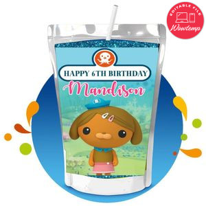 Dashi Dog Octonauts Capri Sun Birthday Labels Digital File Printable Instant Download