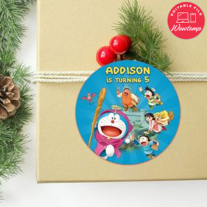 Doraemon Circle Sticker Template Customizable To Print At Home Instant Download