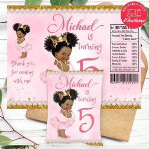African Princess Birthday Chip Bag Digital File Printable Instant Download