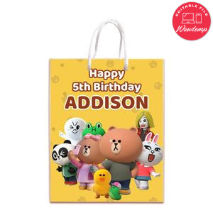 Brown And Friends Gift Bag Label Template Printable Instant Download