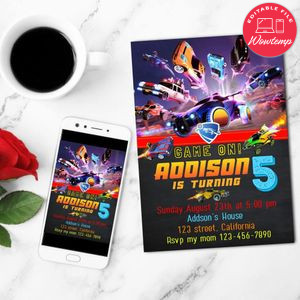 Rocket League Invitation Customizable Template to Print at Home Instant Download