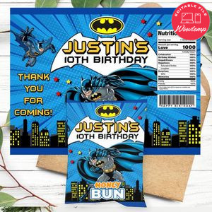 Batman Honeybun Snack Bag Digital File Printable Instant Download