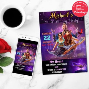 Aladdin Invitation Customizable Template to Print at Home Instant Download
