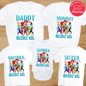 Power Rangers and Mermaid Family Birthday Party T-Shirt