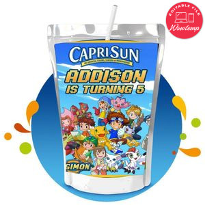Digimon Capri Sun Birthday Labels Digital File Printable Instant Download