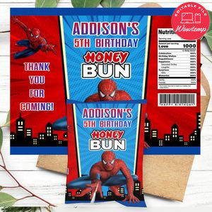 Spiderman Honeybun Snack Bag Digital File Printable Instant Download